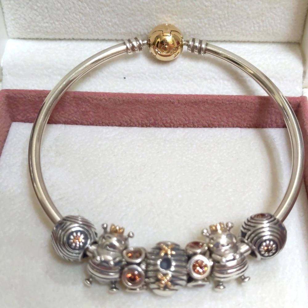 Pandora Two Tone Bangle - Picture 2 of 6